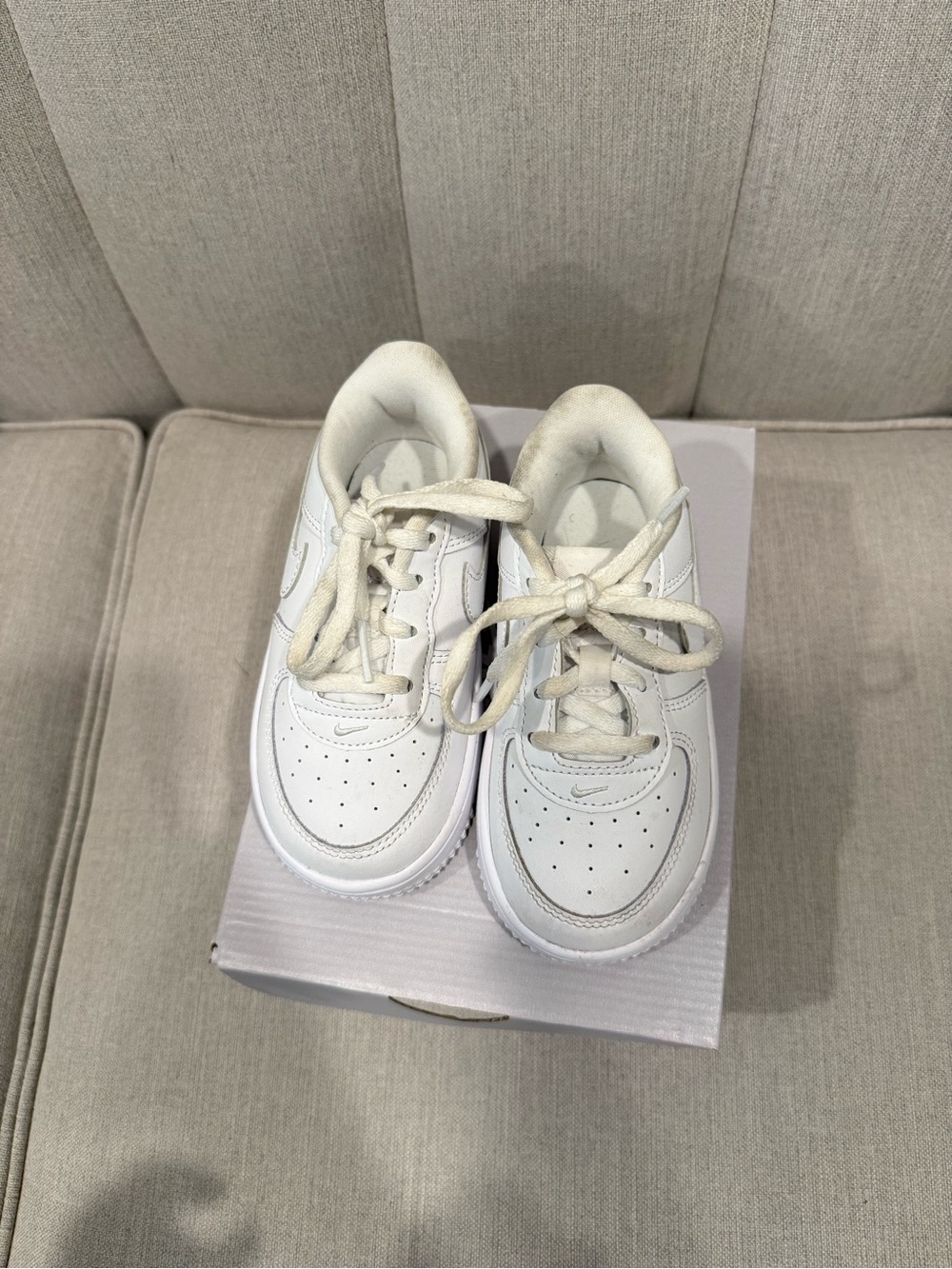 Kids White Nike Classic Leather Air Force 1 Sneakers - Youth Casual Shoes